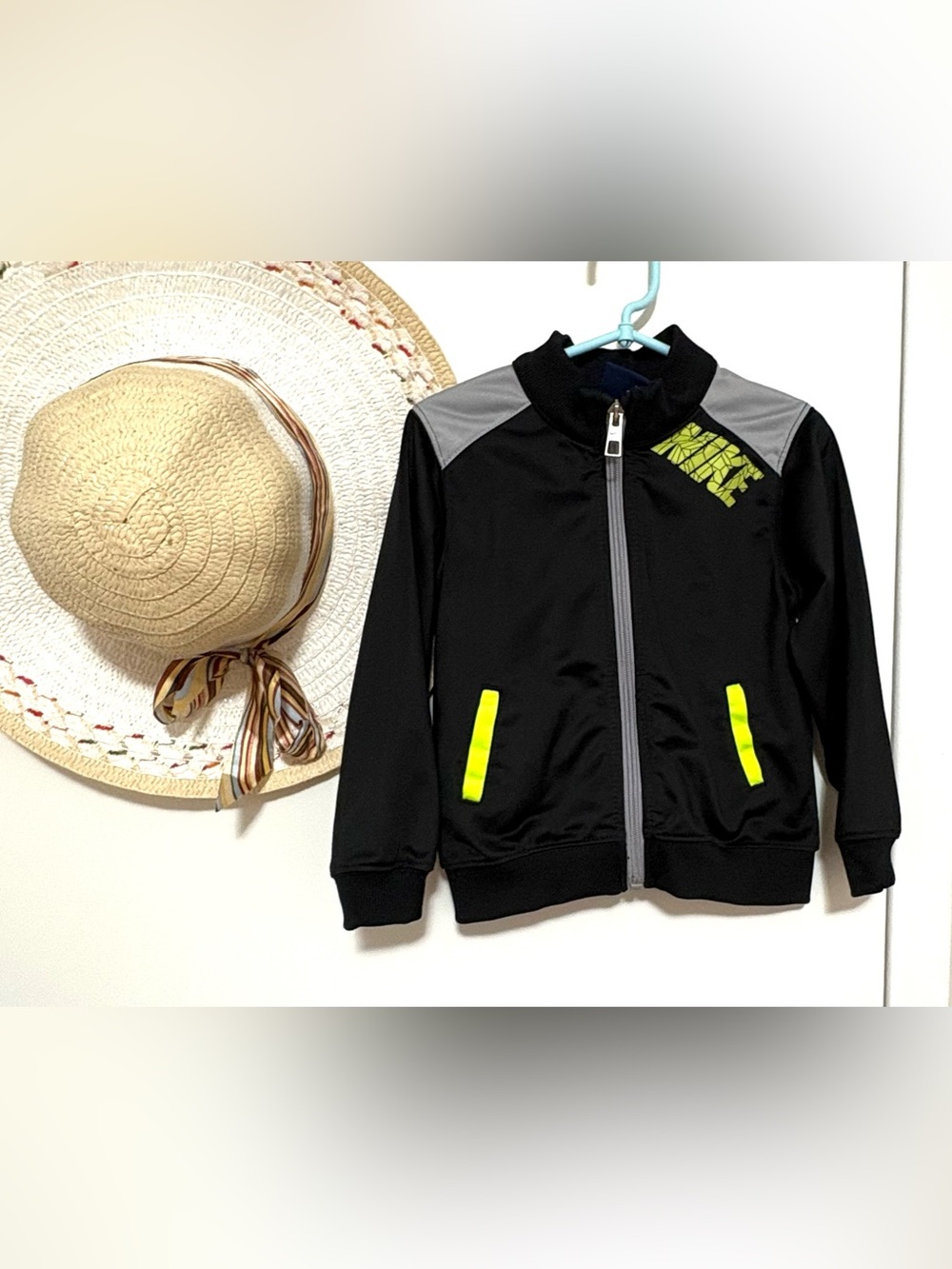 Nike Kids Black Jacket with Neon Yellow Accents
